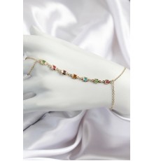 Pirinç Renkli Kare Zirkon Taşlı Y Model Gold Renk Kadın Şahmeran - TJ-SN682