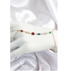 Pirinç Renkli Zirkon Taşlı Y Model Gold Renk Kadın Şahmeran - TJ-SN684