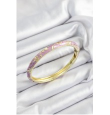 Mineli Pirinç Mor Çiçek Motifli Gold Renk Kadın Kelepçe - TJ-BB7436