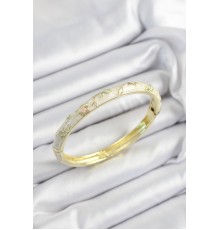 Mineli Pirinç Krem Çiçek Motifli Gold Renk Kadın Kelepçe - TJ-BB7438