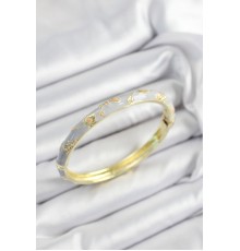 Mineli Pirinç Lila Çiçek Motifli Gold Renk Kadın Kelepçe - TJ-BB7441