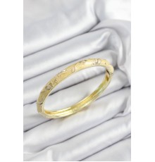 Mineli Pirinç Hardal Çiçek Motifli Gold Renk Kadın Kelepçe - TJ-BB7444