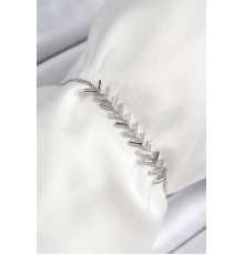 Pirinç Zirkon Taşlı Sıralı Ok Model Gümüş Renk Asansörlü Kadın Bileklik - TJ-BB7456