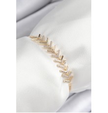 Pirinç Zirkon Taşlı Sıralı Ok Model Gold Renk Asansörlü Kadın Bileklik - TJ-BB7457