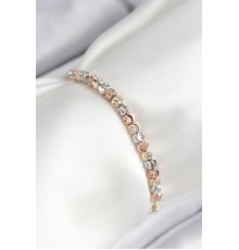 Pirinç Sıralı Boncuk Model Gold Gümüş Roz Renk Asansörlü Kadın Bileklik - TJ-BB7458