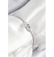 Pirinç Zirkon Taşlı Kuğu Model Gümüş Renk Asansörlü Kadın Bileklik - TJ-BB7463