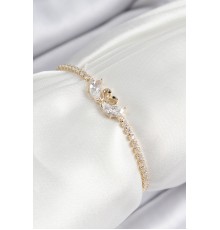 Pirinç Zirkon Taşlı Kuğu Model Gold Renk Asansörlü Kadın Bileklik - TJ-BB7464