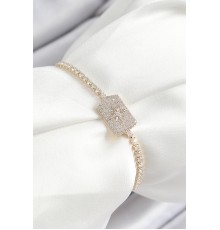 Pirinç Zirkon Taşlı Kutup Yıldızı Model Gold Renk Asansörlü Kadın Bileklik - TJ-BB7466