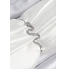 Pirinç Zirkon Taşlı Yılan Model Gümüş Renk Asansörlü Kadın Bileklik - TJ-BB7471