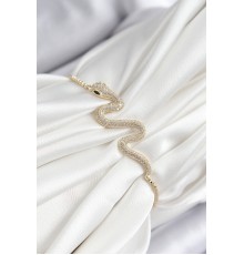 Pirinç Zirkon Taşlı Yılan Model Gold Renk Asansörlü Kadın Bileklik - TJ-BB7472