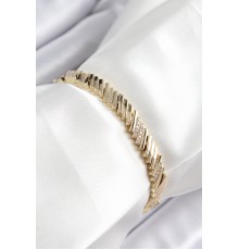 Xuping Pirinç Zirkon Taşlı Eğimli Blok Model Gold Renk Kadın Bileklik - TJ-BB7473