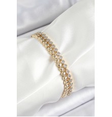 Xuping Pirinç Zirkon Taşlı Çift Görünümlü Model Gold Renk Kadın Bileklik - TJ-BB7474