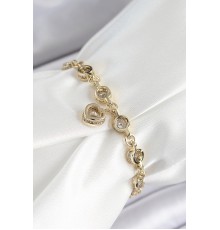 Xuping Pirinç Zirkon Taşlı Sallantılı Kalp Model Gold Renk Kadın Bileklik - TJ-BB7475