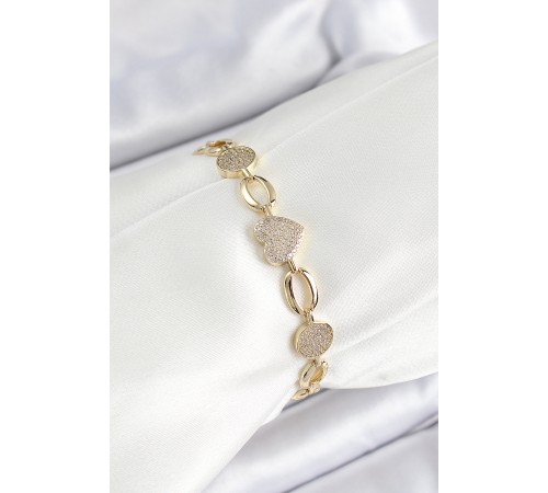 Xuping Pirinç Kalp ve Daire Model Gold Renk Kadın Bileklik - TJ-BB7480