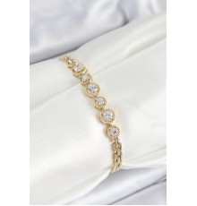 Xuping Pirinç Sıralı Daire Baget Model Gold Renk Kadın Bileklik - TJ-BB7484