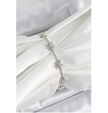 Pirinç Zirkon Taşlı Sıralı Yıldız Model Gümüş Renk Kadın Bileklik - TJ-BB7488