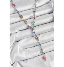 Pirinç Renkli Zirkon Taşlı Model Gümüş Renk Kadın Y Kolye - TJ-BKO10387