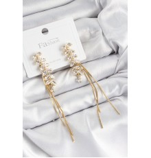 Pirinç Zirkon Taşlı Sallantılı Model Gold Renk 925 Ayar Gümüş Çivi Kadın Küpe - TJ-BKP10966