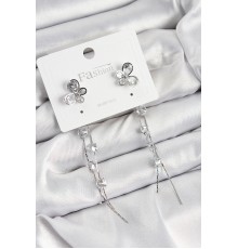 Pirinç Zirkon Taşlı Sallantılı Model Gümüş Renk 925 Ayar Gümüş Çivi Kadın Küpe - TJ-BKP10971