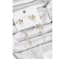 Pirinç Zirkon Taşlı Sallantılı Model Gold Renk 925 Ayar Gümüş Çivi Kadın Küpe - TJ-BKP10972