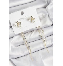 Pirinç Zirkon Taşlı Sallantılı Model Gold Renk 925 Ayar Gümüş Çivi Kadın Küpe - TJ-BKP10972