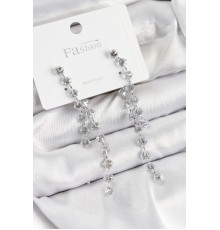 Pirinç Zirkon Taşlı Sallantılı Model Gümüş Renk 925 Ayar Gümüş Çivi Kadın Küpe - TJ-BKP10977