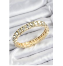 Pirinç Zirkon Taşlı Dikdörtgen Model Gold Renk Lastikli Kadın Bileklik - TJ-BB7492