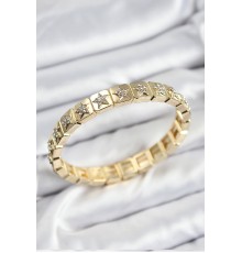 Pirinç Zirkon Taşlı Yıldız Model Gold Renk Lastikli Kadın Bileklik - TJ-BB7494