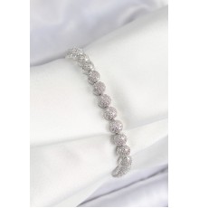 Pirinç Zirkon Taşlı Yarım Topcuk Model Gümüş Renk VIP Seri Kadın Bileklik - TJ-BB7507