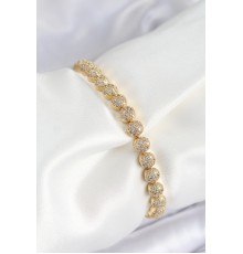 Pirinç Zirkon Taşlı Yarım Topcuk Model Gold Renk VIP Seri Kadın Bileklik - TJ-BB7508