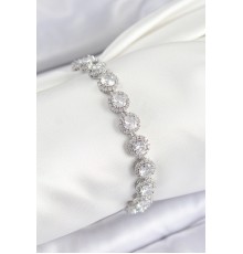 Pirinç Zirkon Taşlı Daire Baget Model Gümüş Renk VIP Seri Kadın Bileklik - TJ-BB7513