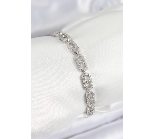 Pirinç Zirkon Taşlı Messika Model Gümüş Renk VIP Seri Kadın Bileklik - TJ-BB7518