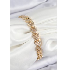 Pirinç Zirkon Taşlı Sıralı Ok Model Gold Renk Kadın Bileklik - TJ-BB7525