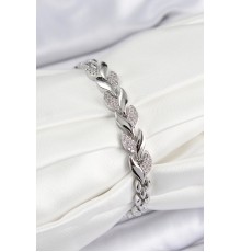 Pirinç Zirkon Taşlı Balık Kuyruğu Model Gümüş Renk Kadın Bileklik - TJ-BB7530