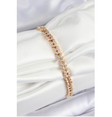 Pirinç Zirkon Taşlı Sıralı Yaprak Model Gold Renk Kadın Bileklik - TJ-BB7531