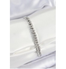 Pirinç Zirkon Taşlı Sıralı Yaprak Model Gümüş Renk Kadın Bileklik - TJ-BB7532