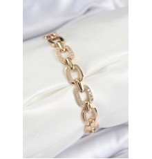 Pirinç Zirkon Taşlı Parçalı Zincir Model Gold Renk Kadın Bileklik - TJ-BB7535