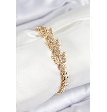 Pirinç Zirkon Taşlı Model Gold Renk Kadın Bileklik - TJ-BB7541