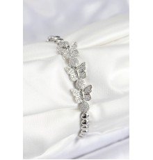 Pirinç Zirkon Taşlı Model Gümüş Renk Kadın Bileklik - TJ-BB7542