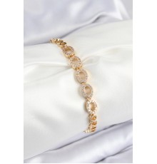 Pirinç Zirkon Taşlı Oval Model Gold Renk Kadın Bileklik - TJ-BB7543