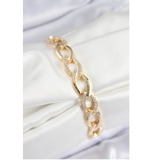 Pirinç Zirkon Taşlı Zincir Model Gold Renk Kadın Bileklik - TJ-BB7553