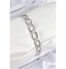 Pirinç Zirkon Taşlı Zincir Model Gümüş Renk Kadın Bileklik - TJ-BB7554