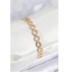 Pirinç Zirkon Taşlı Sıralı Halka Model Gold Renk Kadın Bileklik - TJ-BB7555