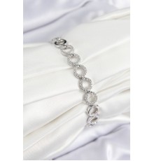 Pirinç Zirkon Taşlı Sıralı Halka Model Gümüş Renk Kadın Bileklik - TJ-BB7556