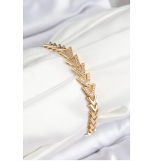 Pirinç Zirkon Taşlı Sıralı Ok Model Gold Renk Kadın Bileklik - TJ-BB7559