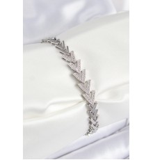 Pirinç Zirkon Taşlı Sıralı Ok Model Gümüş Renk Kadın Bileklik - TJ-BB7560