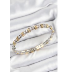 Pirinç Zirkon Taşlı XOXO Model Gümüş Ve Gold Renk Kadın Bileklik - TJ-BB7563