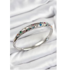 Pirinç Renkli Zirkon Taşlı Kutup Yıldızı Model Gümüş Renk Kadın Kelepçe - TJ-BB7573