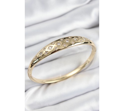 Pirinç Zirkon Taşlı Kutup Yıldızı Model Gold Renk Kadın Kelepçe - TJ-BB7577