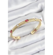 Pirinç Renkli Zirkon Taşlı Vintage Model Gold Renk Kadın Kelepçe - TJ-BB7578